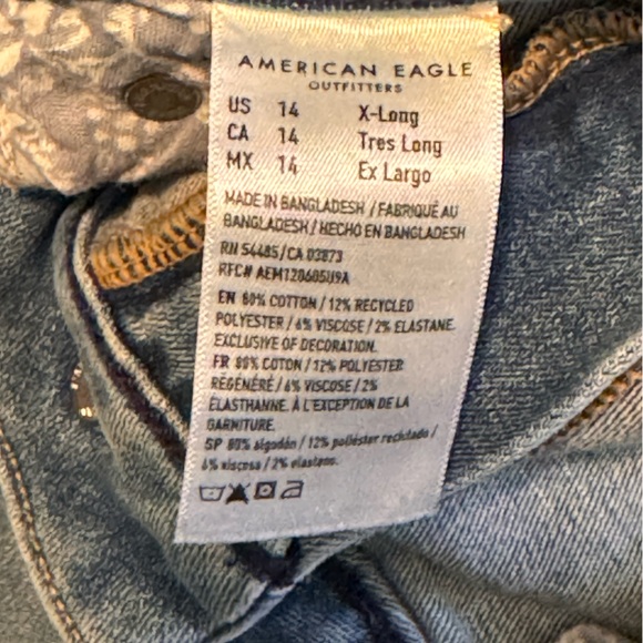 American Eagle Super High Rise Flare Jeans Womens 14 X Long Blue Denim - Picture 3 of 9
